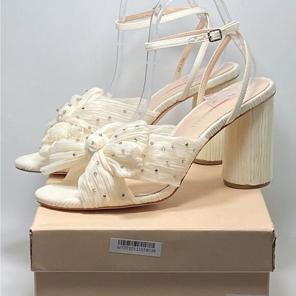 Loeffler Randall Camellia Pearl Rhinestone Bow Heel Sandals size 9.5 - Picture 10 of 12